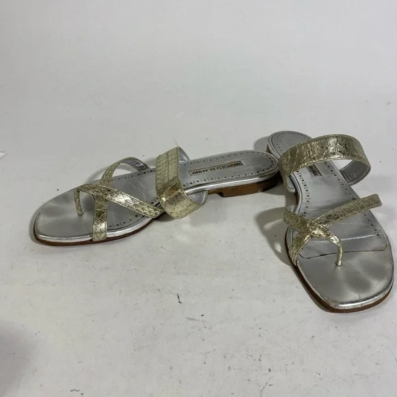 Manolo blahnik silver sandals size 39 - Picture 2 of 5